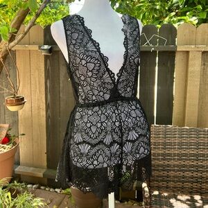 Black “lace” teddy with stretch